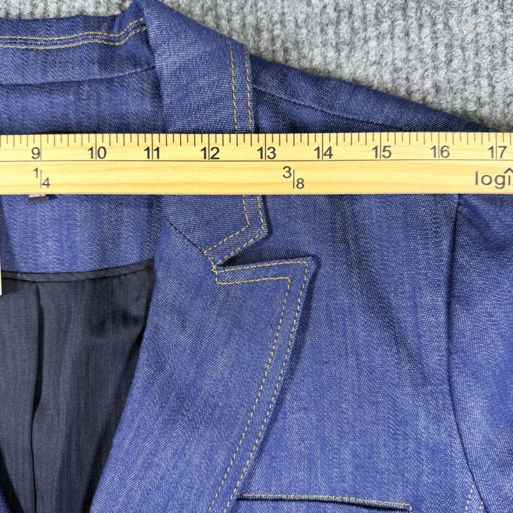 Talbots Denim Blazer Blue Gold Crest Button Tailored Jacket NWT Size 14 - Picture 4 of 11